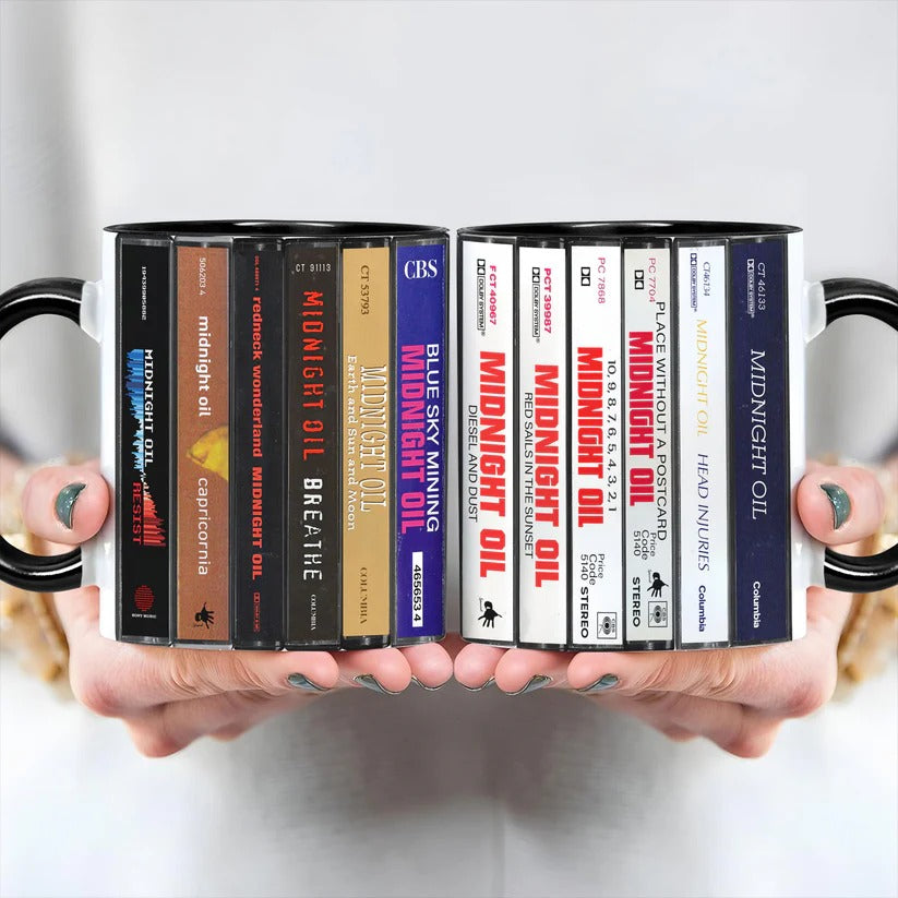 Midnight Oil Albums Cassette Collection Retro Accent Mug