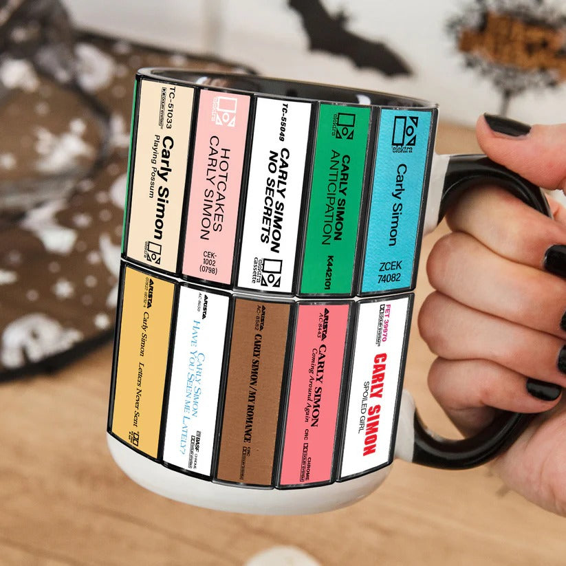 Carly Simon Albums Cassette Collection Retro Accent Mug