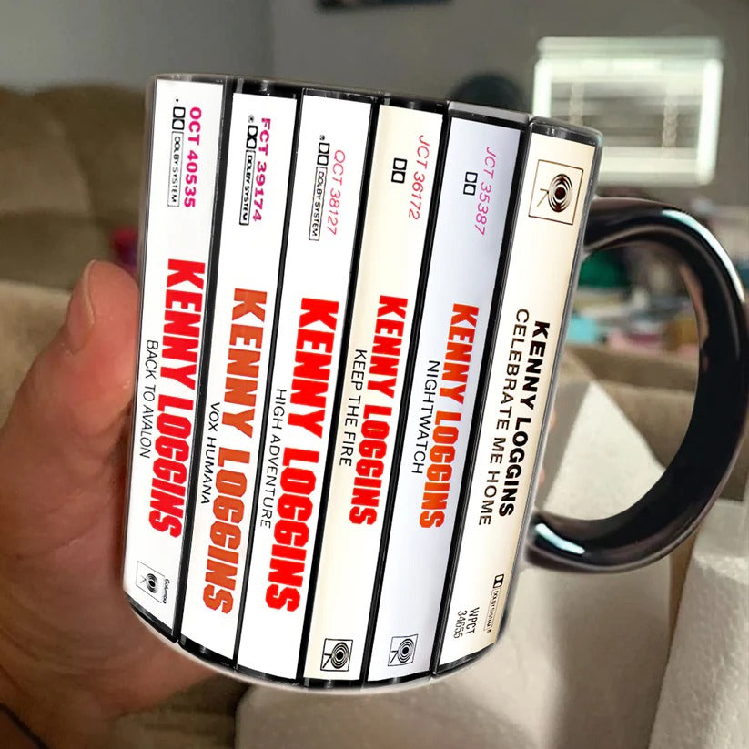 Kenny Loggins Albums Cassette Collection Retro Accent Mug
