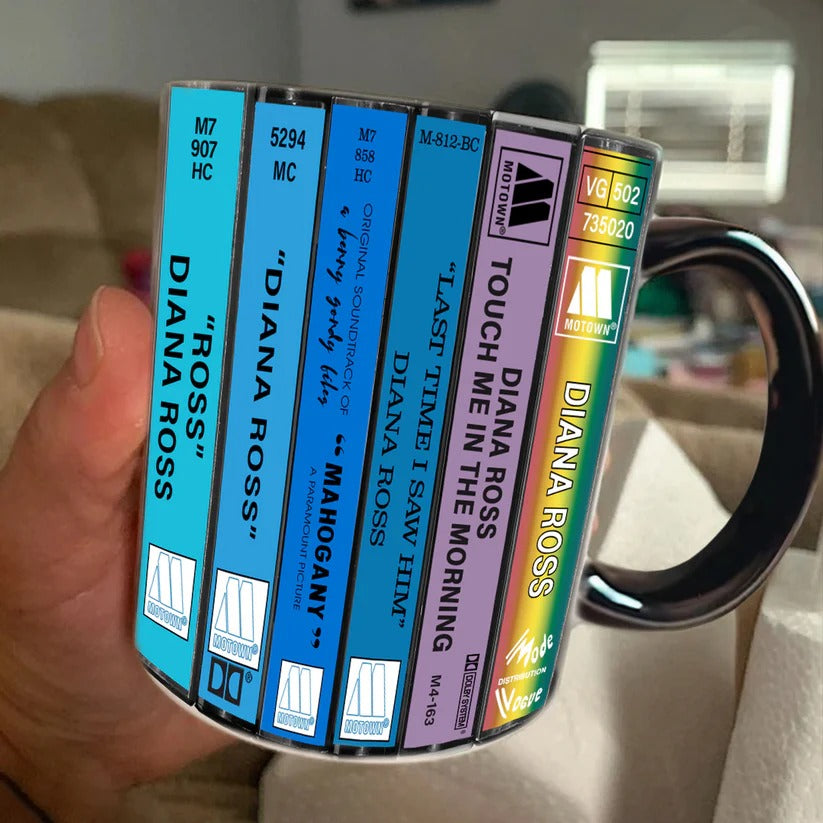 Diana Ross Albums Cassette Collection Retro Accent Mug