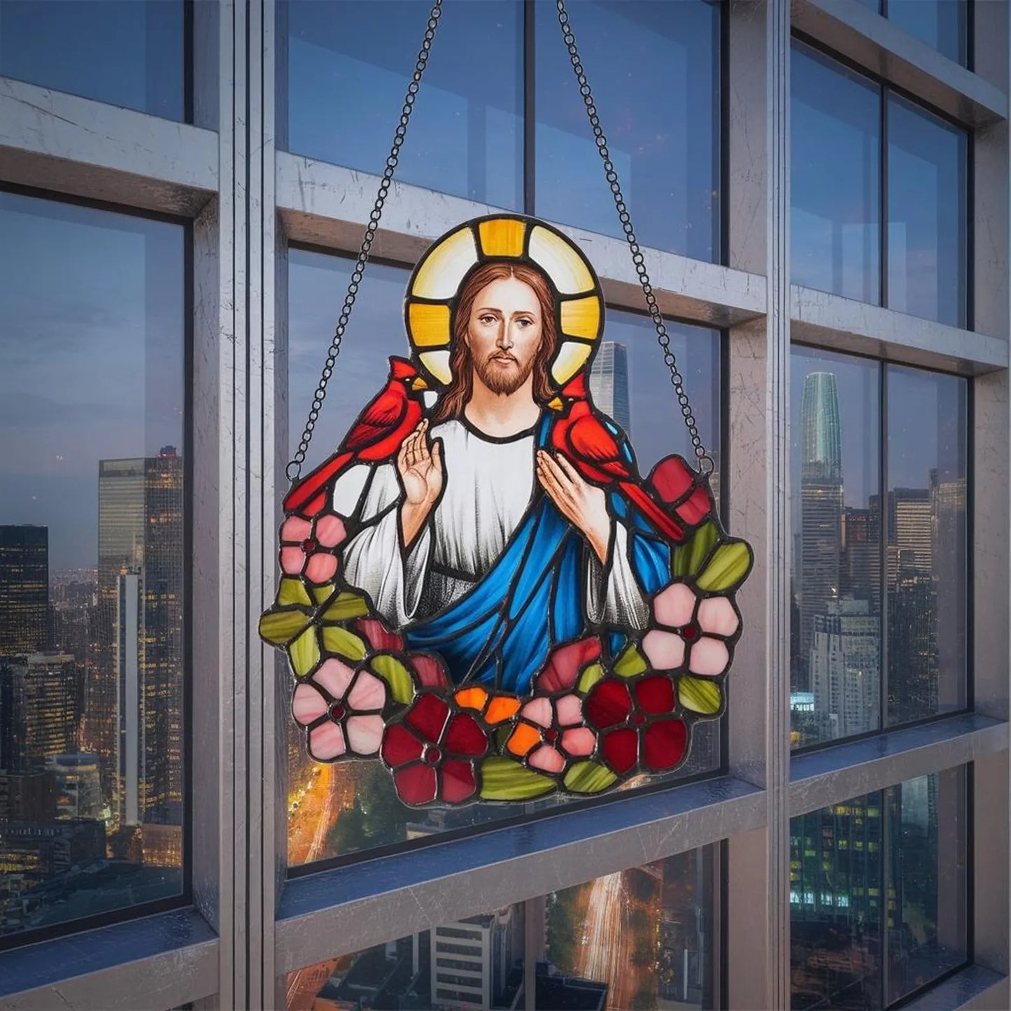 Jesus With Cardinals Acrylic Window