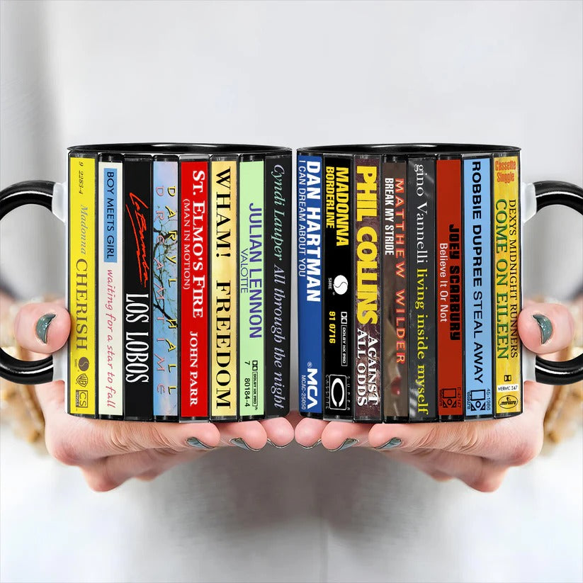 80s POP Singles Collection Albums Cassette Collection Retro Accent Mug