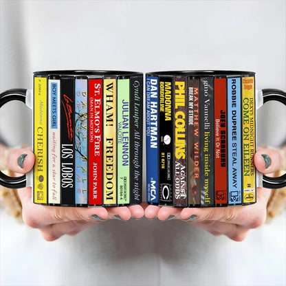 80s POP Singles Collection Albums Cassette Collection Retro Accent Mug
