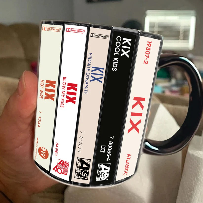 Kix Albums Cassette Collection Retro Accent Mug