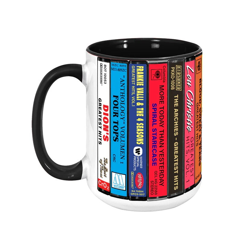 60s Pop Albums Cassette Collection Retro Accent Mug