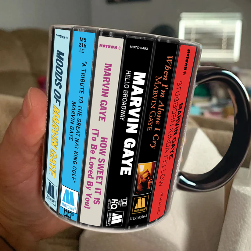 Marvin Gaye Albums Cassette Collection Retro Accent Mug