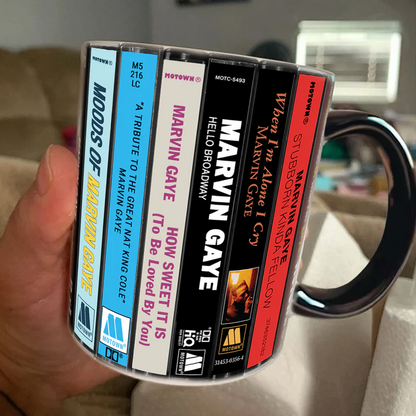 Marvin Gaye Albums Cassette Collection Retro Accent Mug