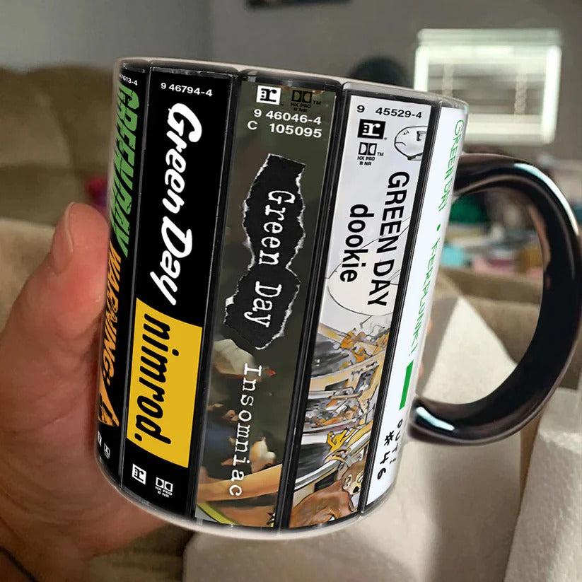 Green Day Albums Cassette Collection Retro Accent Mug