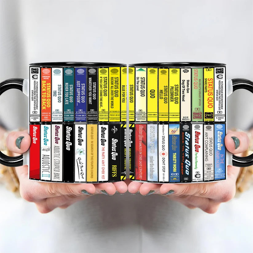 Status Quo Albums Cassette Collection Retro Accent Mug
