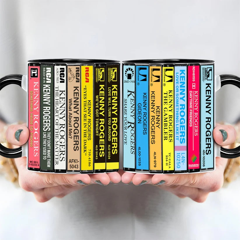 Kenny Rogers Albums Cassette Collection Retro Accent Mug