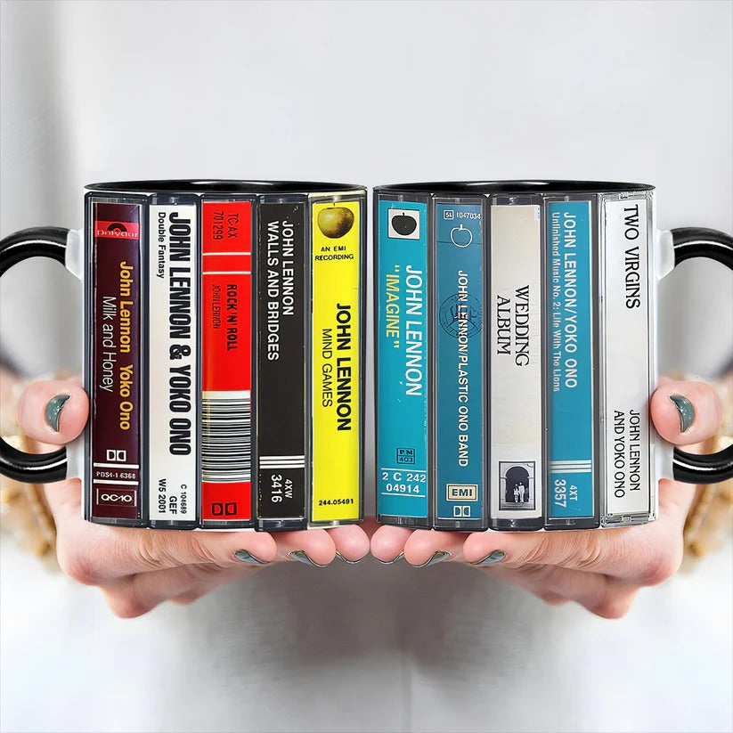 John Lennon Music Cassette Collection Retro Accent Mug