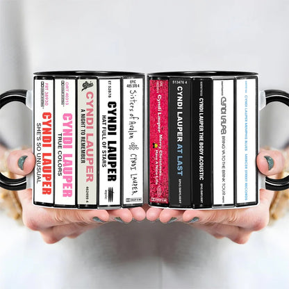 Cyndi Lauper Albums Cassette Collection Retro Accent Mug