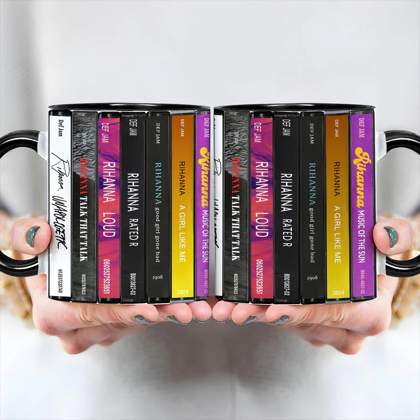 Rihanna Albums Cassette Collection Retro Accent Mug