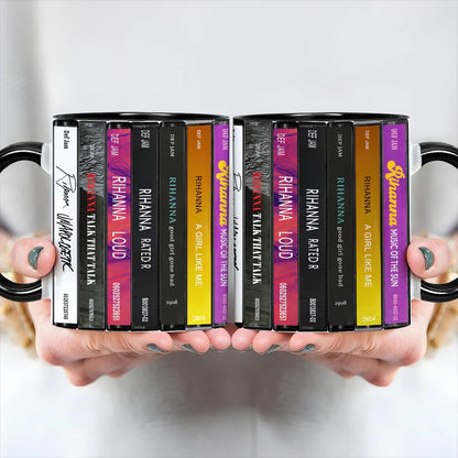 Rihanna Albums Cassette Collection Retro Accent Mug