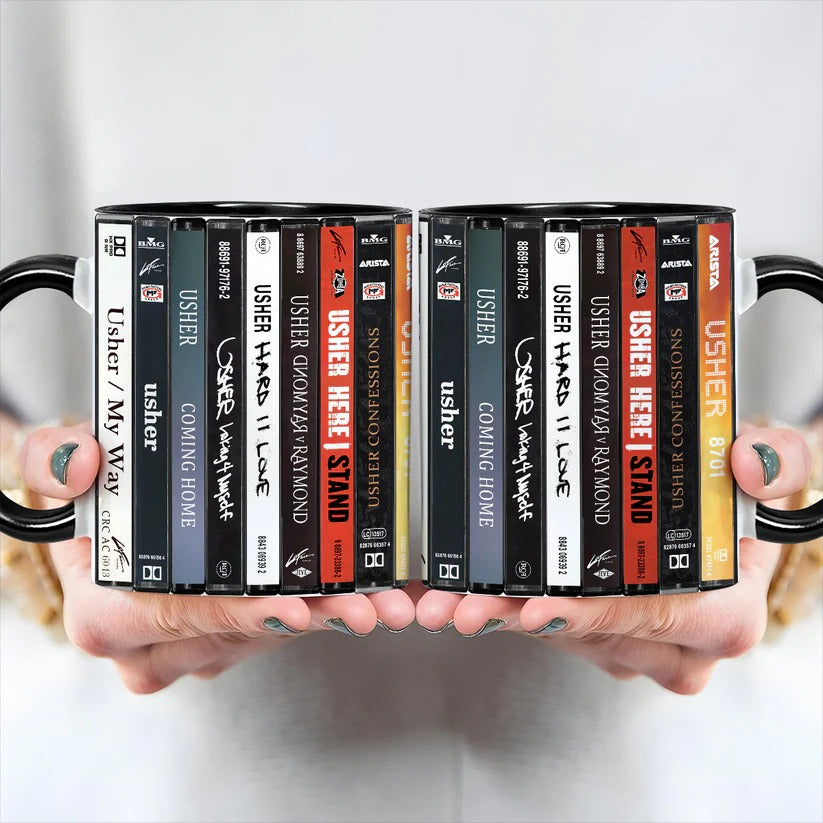 Usher Albums Cassette Collection Retro Accent Mug