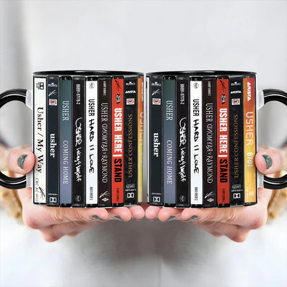 Usher Albums Cassette Collection Retro Accent Mug