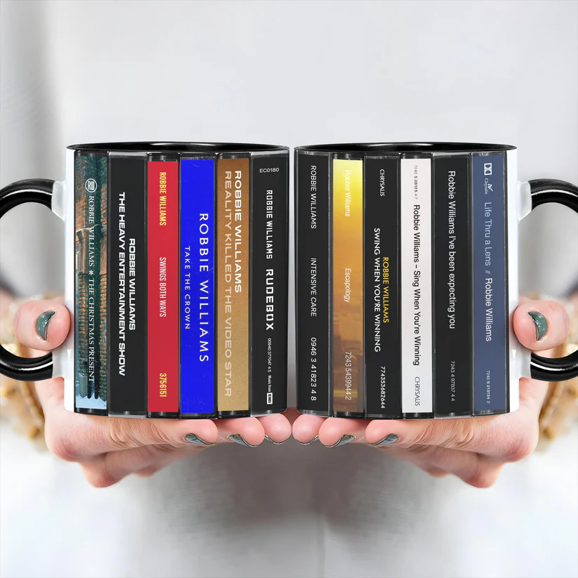 Robbie Williams Albums Cassette Collection Retro Accent Mug