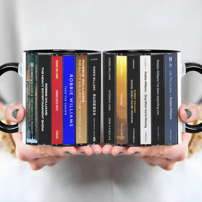 Robbie Williams Albums Cassette Collection Retro Accent Mug