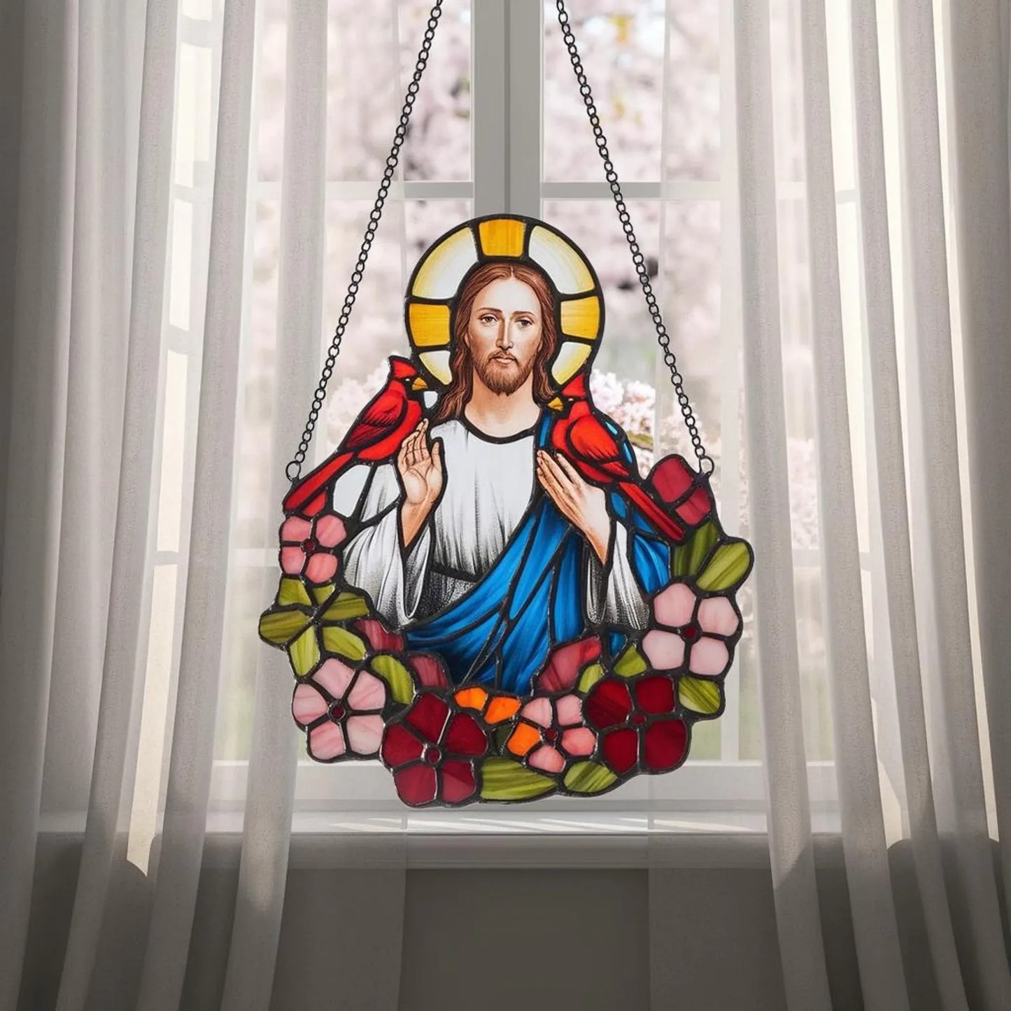 Jesus With Cardinals Acrylic Window