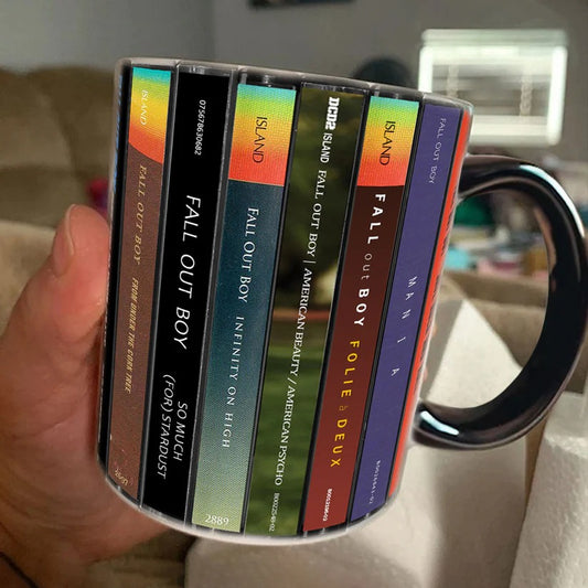 Fall Out Boy Albums Cassette Collection Retro Accent Mug