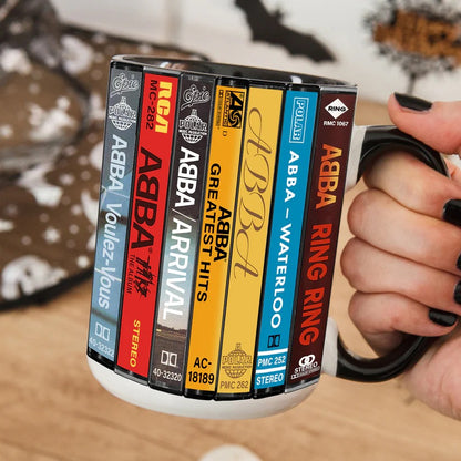 ABBA Albums Cassette Collection Retro Accent Mug