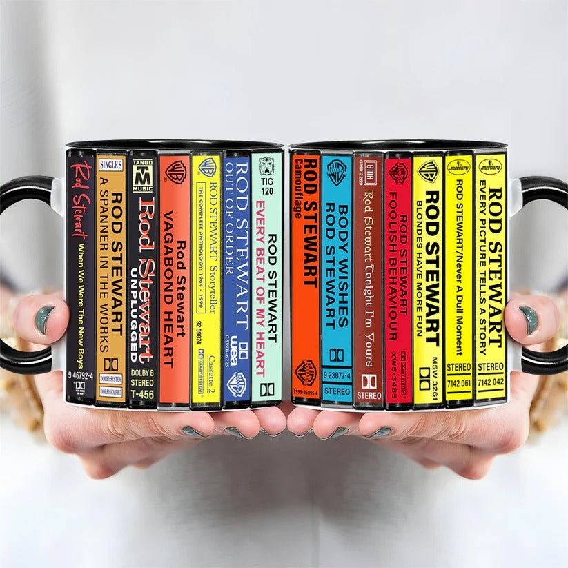 Rod Stewart Albums Cassette Collection Retro Accent Mug