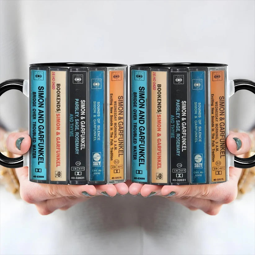 Simon & Garfunkel Albums Cassette Retro Collection Accent Mug