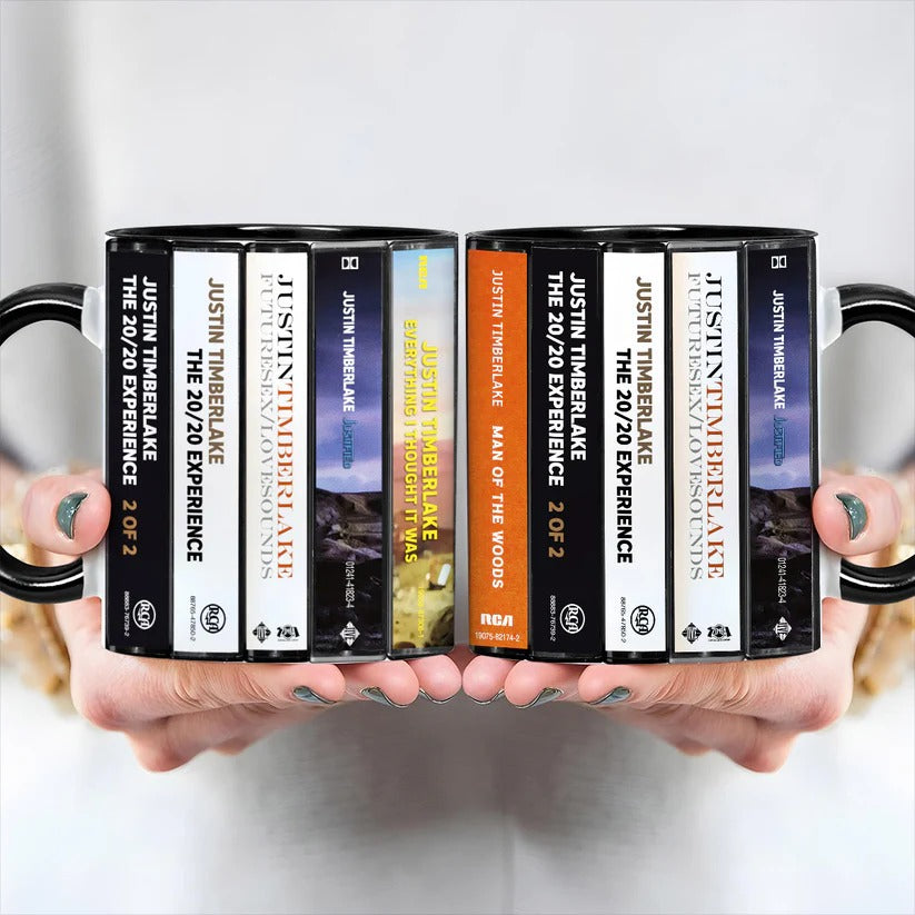Justin Timberlake Albums Cassette Collection Retro Accent Mug