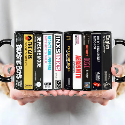 80's Rock Albums Cassette Collection Retro Accent Mug