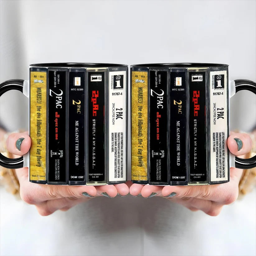 Tupac Albums Cassette Collection Retro Accent Mug