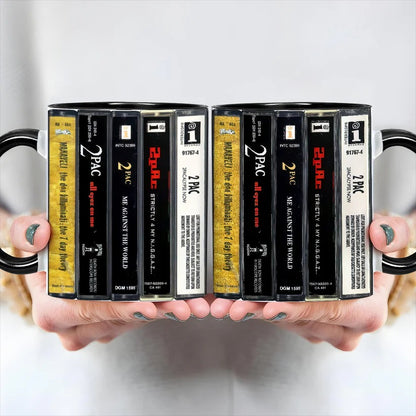 Tupac Albums Cassette Collection Retro Accent Mug