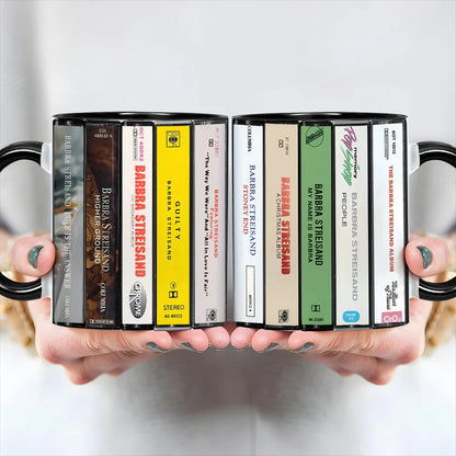 Barbra Streisand Albums Cassette Retro Collection Accent Mug