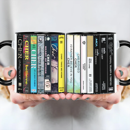 Cher Albums Cassette Collection Retro Accent Mug
