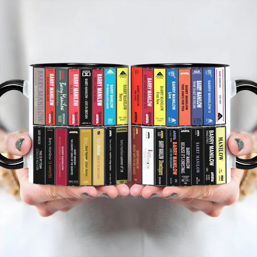 Barry Manilow Albums Cassette Collection Retro Accent Mug