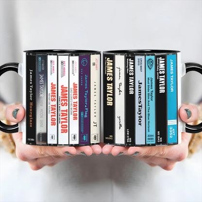 James Taylor Albums Cassette Collection Retro Accent Mug