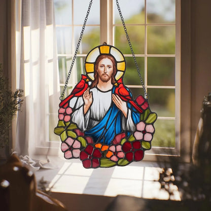 Jesus With Cardinals Acrylic Window