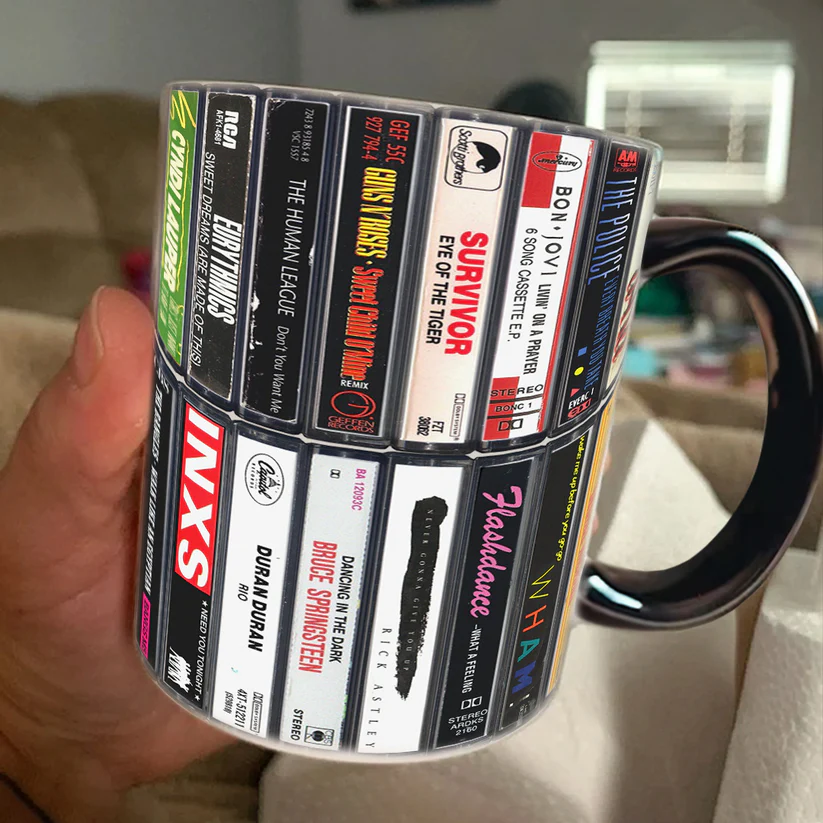 80s Singles Cassette Collection Retro Accent Mug