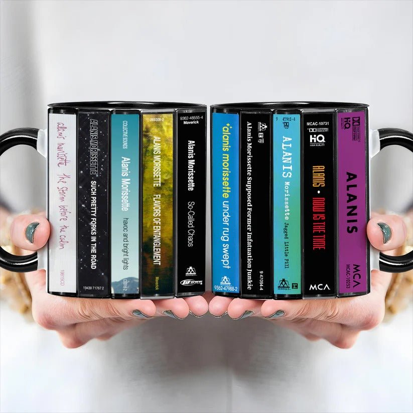 Alanis Morissette Albums Cassette Collection Retro Accent Mug