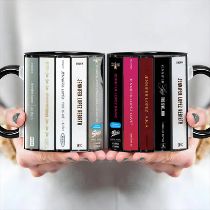 Jennifer Lopez Albums Cassette Collection Retro Accent Mug
