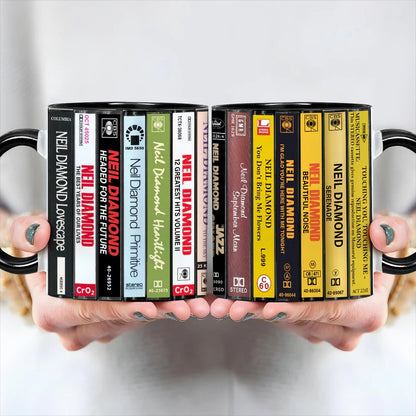 Neil Diamond Albums Cassette Collection Retro Accent Mug