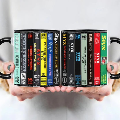 Styx & Dennis DeYoung Albums Cassette Collection Retro Accent Mug