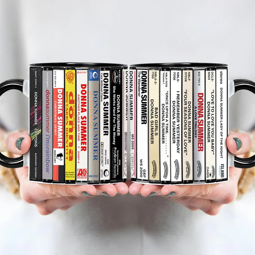 Donna Summer Albums Cassette Collection Retro Accent Mug