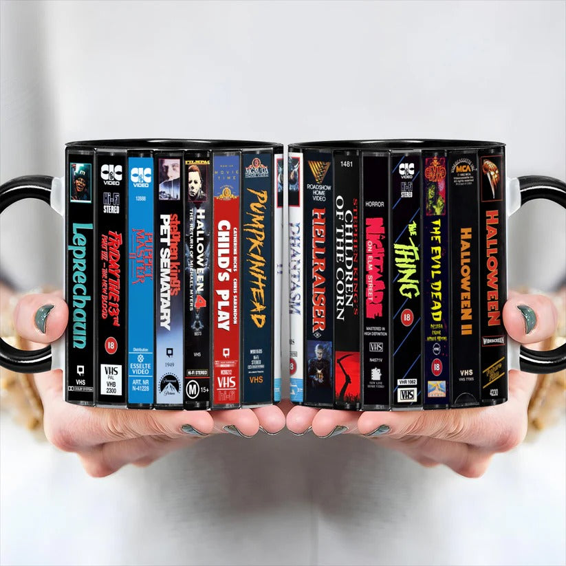 VHS Horror Movies Collection Retro Accent Mug