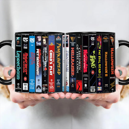 VHS Horror Movies Collection Retro Accent Mug