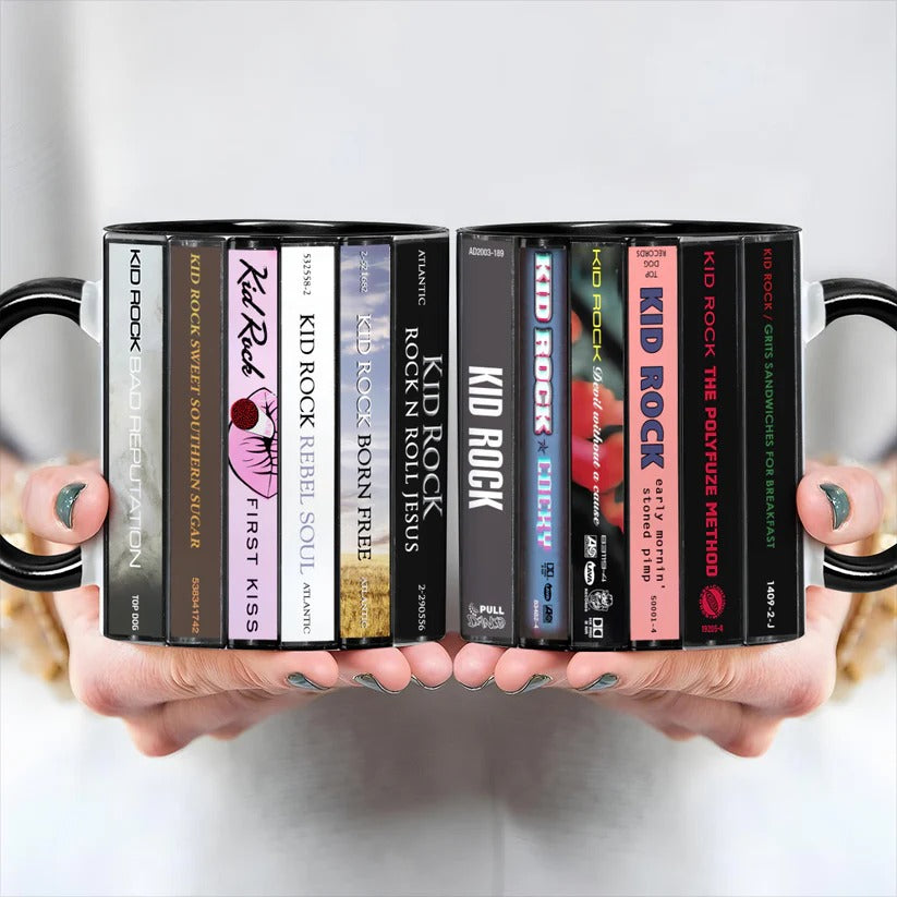 Kid Rock Albums Cassette Collection Retro Accent Mug