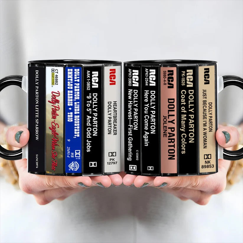 Dolly Parton Albums Cassette Retro Collection Accent Mug