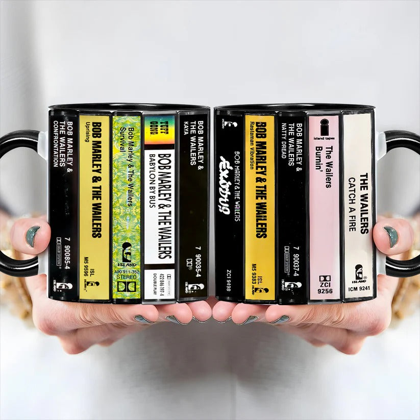 Bob Marley Albums Cassette Collection Retro Accent Mug