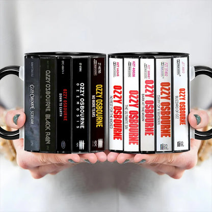 Ozzy Osbourne Albums Cassette Collection Retro Accent Mug