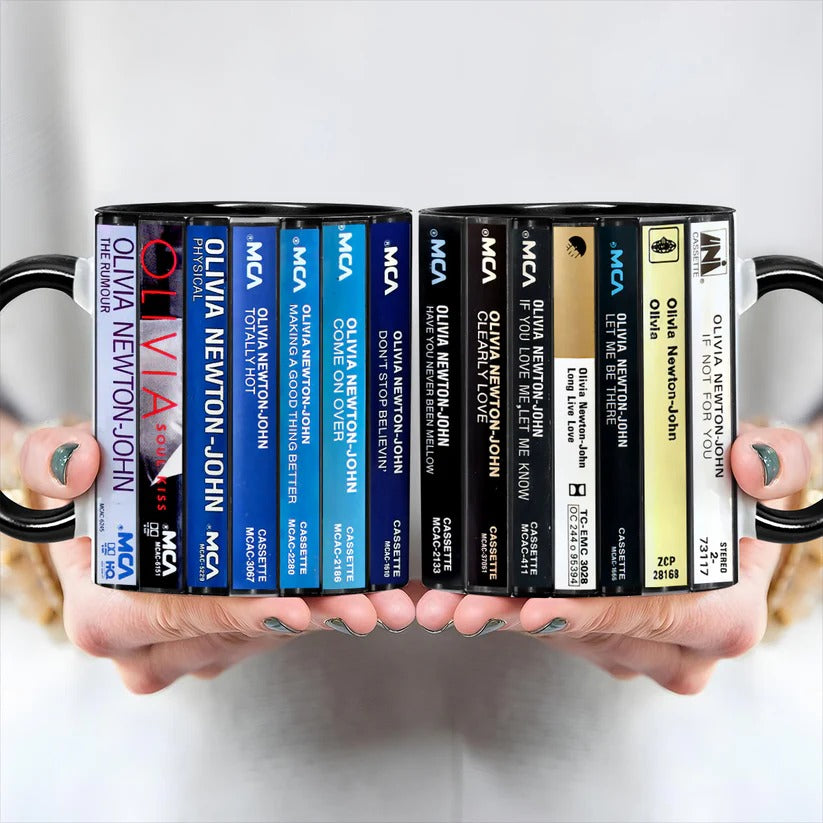 Olivia Newton-John Albums Cassette Collection Retro Accent Mug