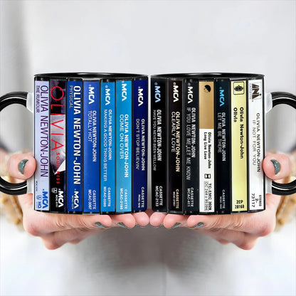 Olivia Newton-John Albums Cassette Collection Retro Accent Mug